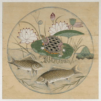 Lotus and Fish in Rondel | Free Photo - rawpixel