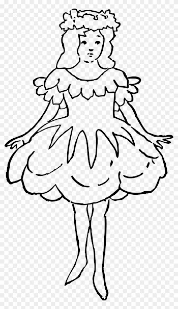 Lotus Flower Black And White Clipart Kids - Clip Art Black And White Girl
