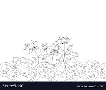 Lotus flowers art pattern vector image
