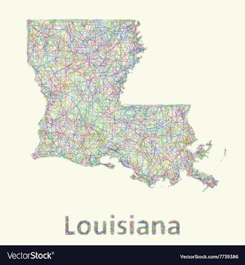 Louisiana line art map vector image
