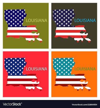 Louisiana state of america with map flag print on vector image