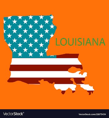 Louisiana state of america with map flag print on vector image