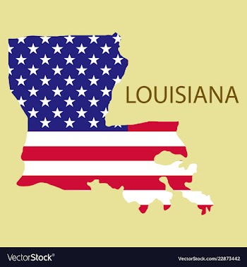 Louisiana state of america with map flag print on vector image