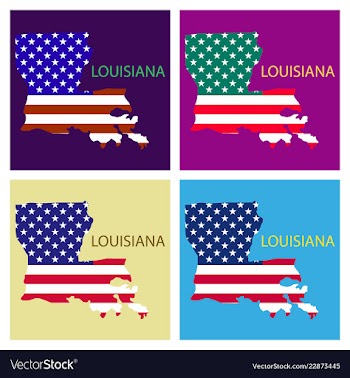 Louisiana state of america with map flag print on vector image