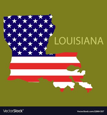 Louisiana state of america with map flag print on vector image