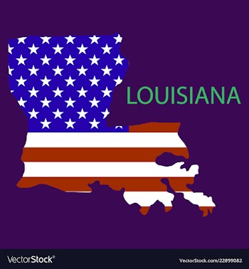 Louisiana state of america with map flag print on vector image