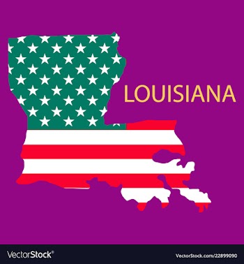 Louisiana state of america with map flag print on vector image