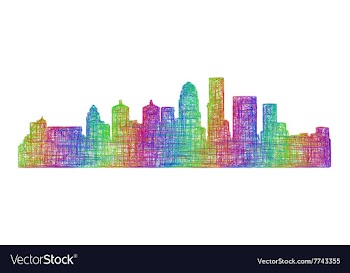 Louisville skyline - multicolor line art vector image