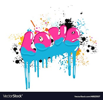 love bright lettering in graffiti style