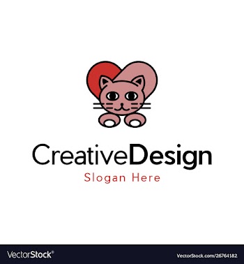 Love cat animal cute creative business logo vector image