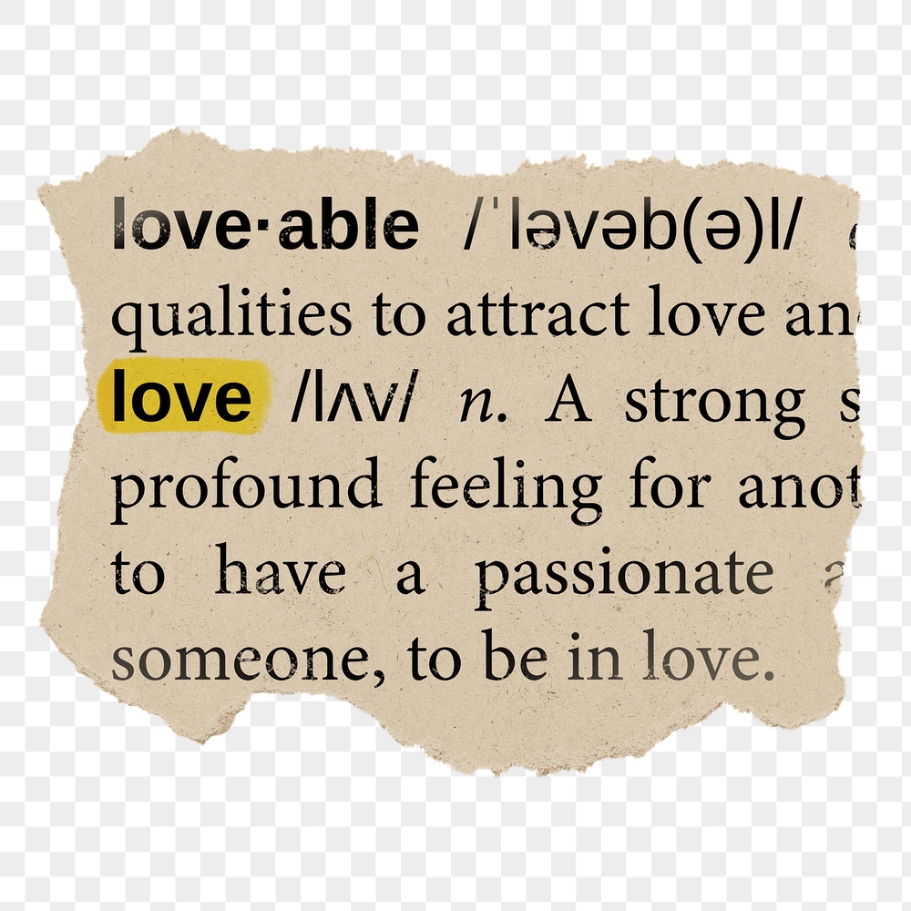 Love dictionary png ephemera collage | Free PNG - rawpixel