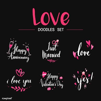 Love doodle set typography vectors | Free stock vector - 511784