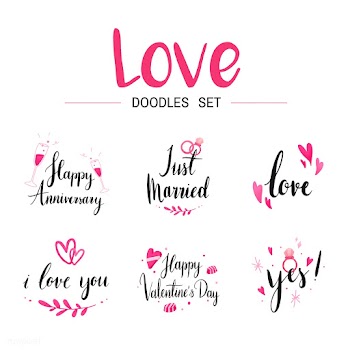 Love doodle set typography vectors | Free stock vector - 511785