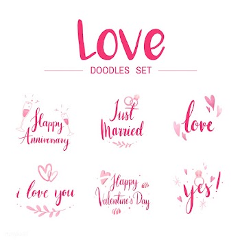 Love doodle set typography vectors | Free stock vector - 511789