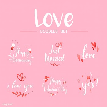 Love doodle set typography vectors | Free stock vector - 511793
