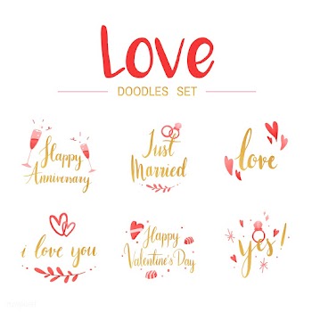 Love doodle set typography vectors | Free stock vector - 511794