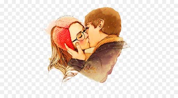 Love Drawing Illustration - Brown romantic kiss couple decoration pattern 