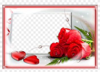 Love Frame With Red Png Rose - Love Photo Frames Png