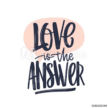 Love Is The Answer romantic text message written with gorgeous cursive calligraphic font or script