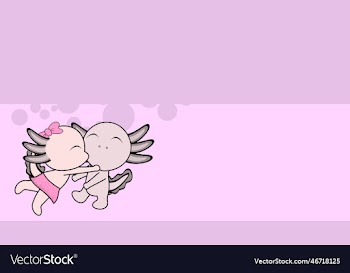 love kissing axolotl couple valentine background
