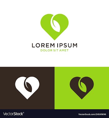 Love leaf logo design vector image