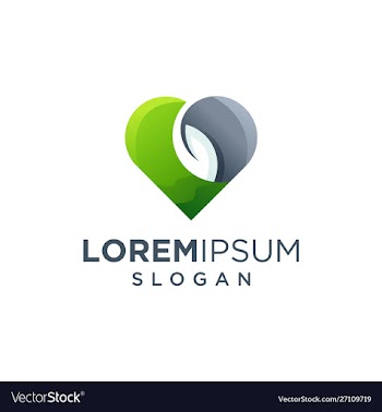 Love leaf logo design vector image