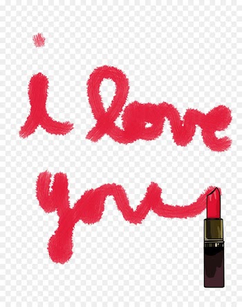 Love Lipstick Heart Romance Marriage - Red English letters I love you 