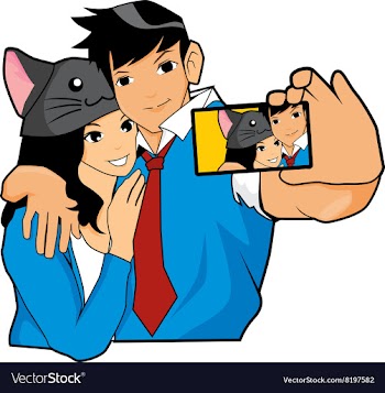 Love Love Couple Take A Picture Together vector image