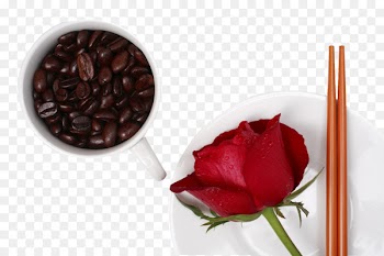 Love Morning Wallpaper - Rose and coffee beans 