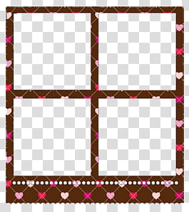 Love, square brown and pink heart-print collage frame transparent background PNG clipart