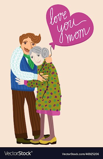 love you mom son embraces his mother mothers