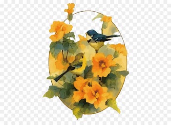 Lovebird Flower Painting - Flowers and birds vector 