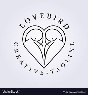 lovebird head posing a love concept in love frame