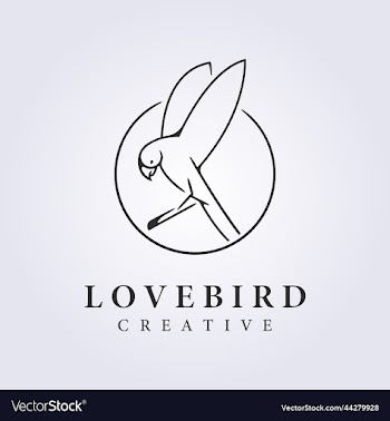 lovebird is flying pose in line art for logo