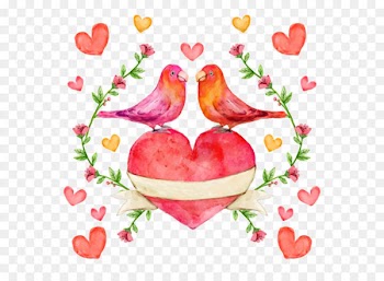 Lovebird Watercolor painting - Ink watercolor pink love lovebirds 