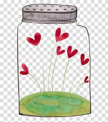 LoveBottles, clear jar and hearts transparent background PNG clipart