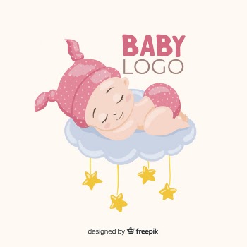 Lovely baby shop logo template with modern style Free Vector