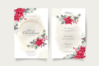 Lovely christmas card and menu template Free Vector