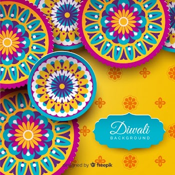 Lovely diwali background with origami style Free Vector