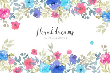 Lovely floral background with watercolor flowers Free Psd