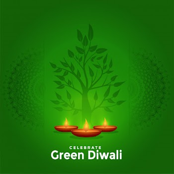 Lovely green happy diwali creative greeting background Free Vector