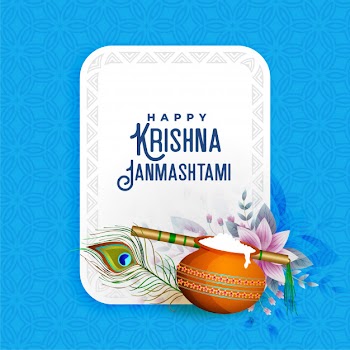 Lovely greeting  for krishna janmashtami Free Vector