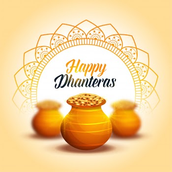 Lovely happy dhanteras decorative festival card Free Vector