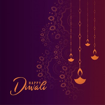 Lovely purple happy diwali festival card Free Vector