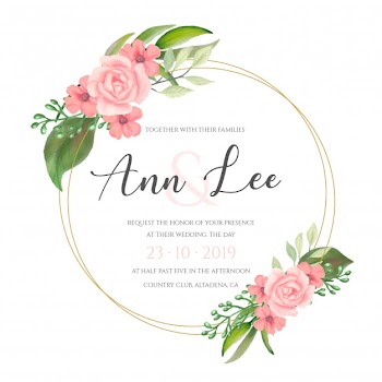 Lovely wedding card with watercolor flowers Free Vector