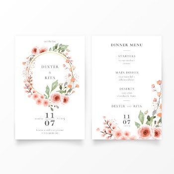 Lovely wedding invitation template Free Vector