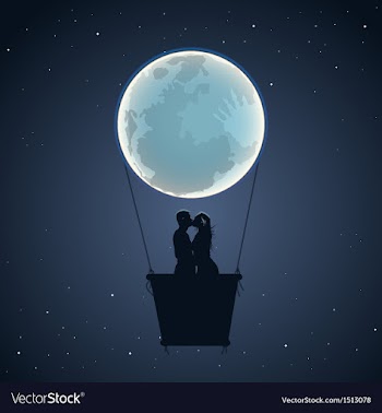  					Lovers by hot air balloon in moon form vector&nbsp;image														