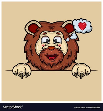 loving face expression with lion cartoon