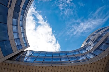 Low-angle Gray Curtain Glass Building