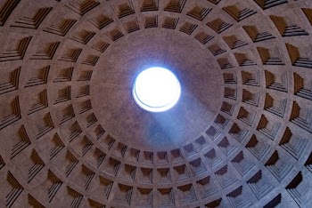 low angle of beige temple ceiling
